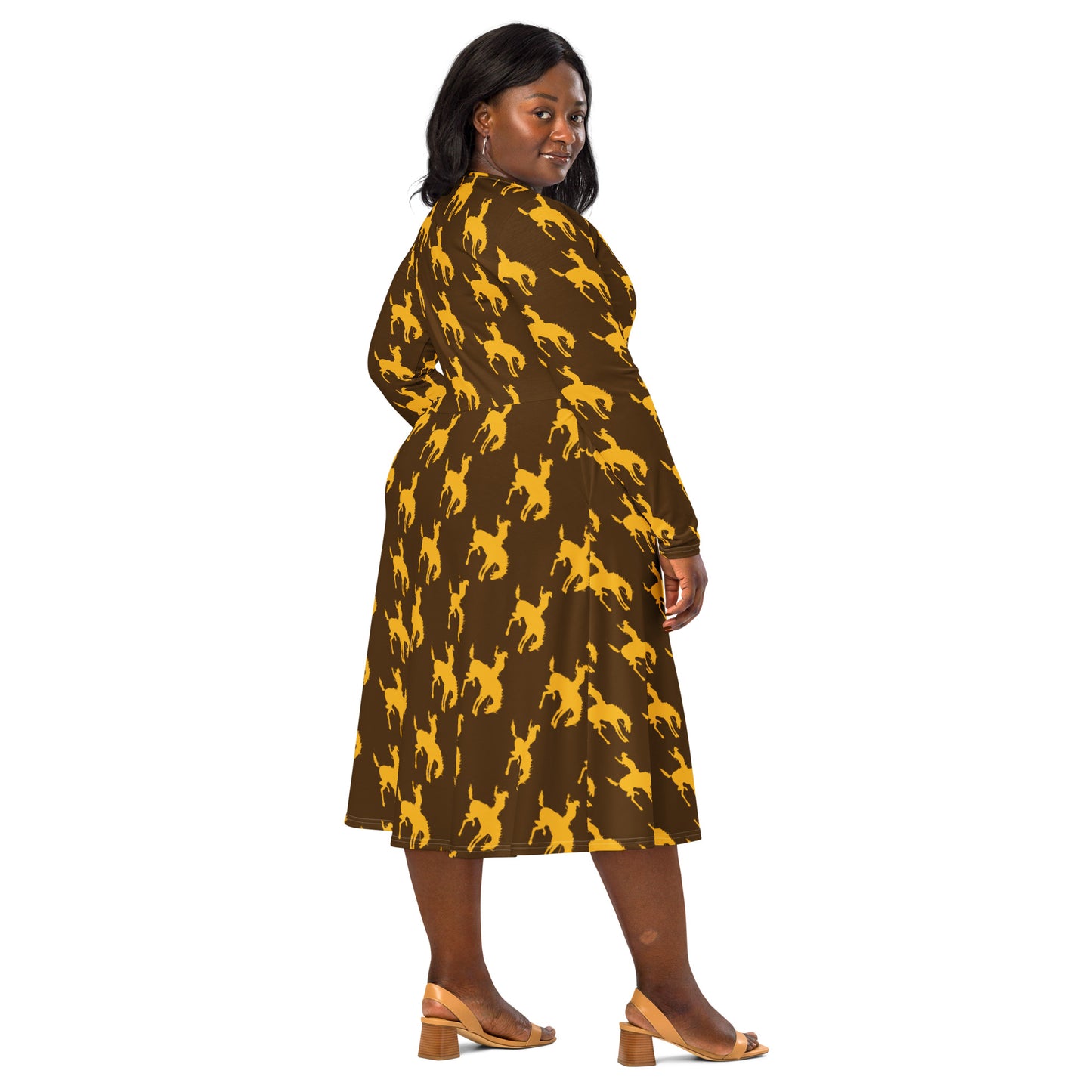 307 Cowboy Fanatic Long Sleeve Midi Dress with POCKETS!