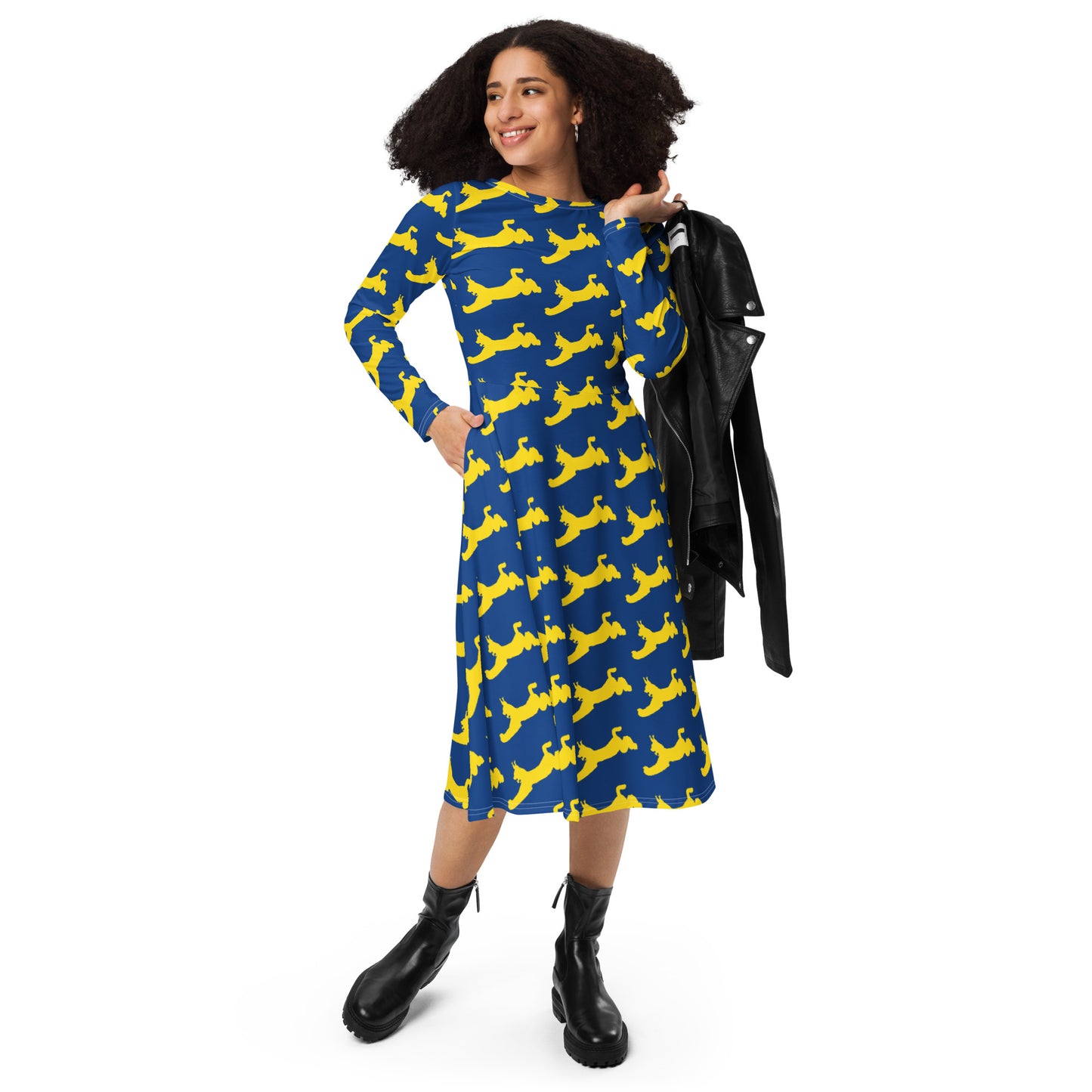 406 Bobcat Fanatic Long Sleeve Midi Dress with POCKETS!