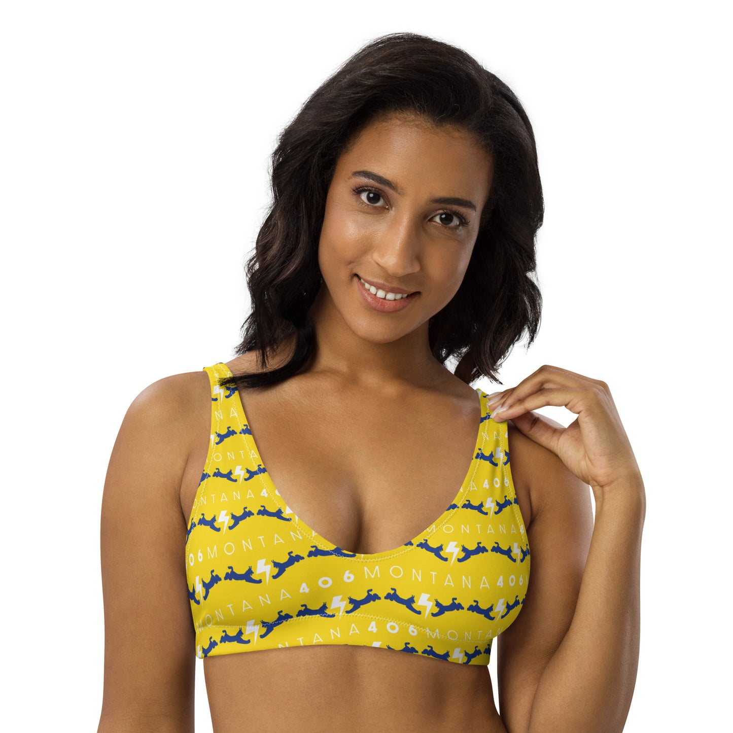 Montana Bobcats Women's Yellow Recycled Padded Bikini Top