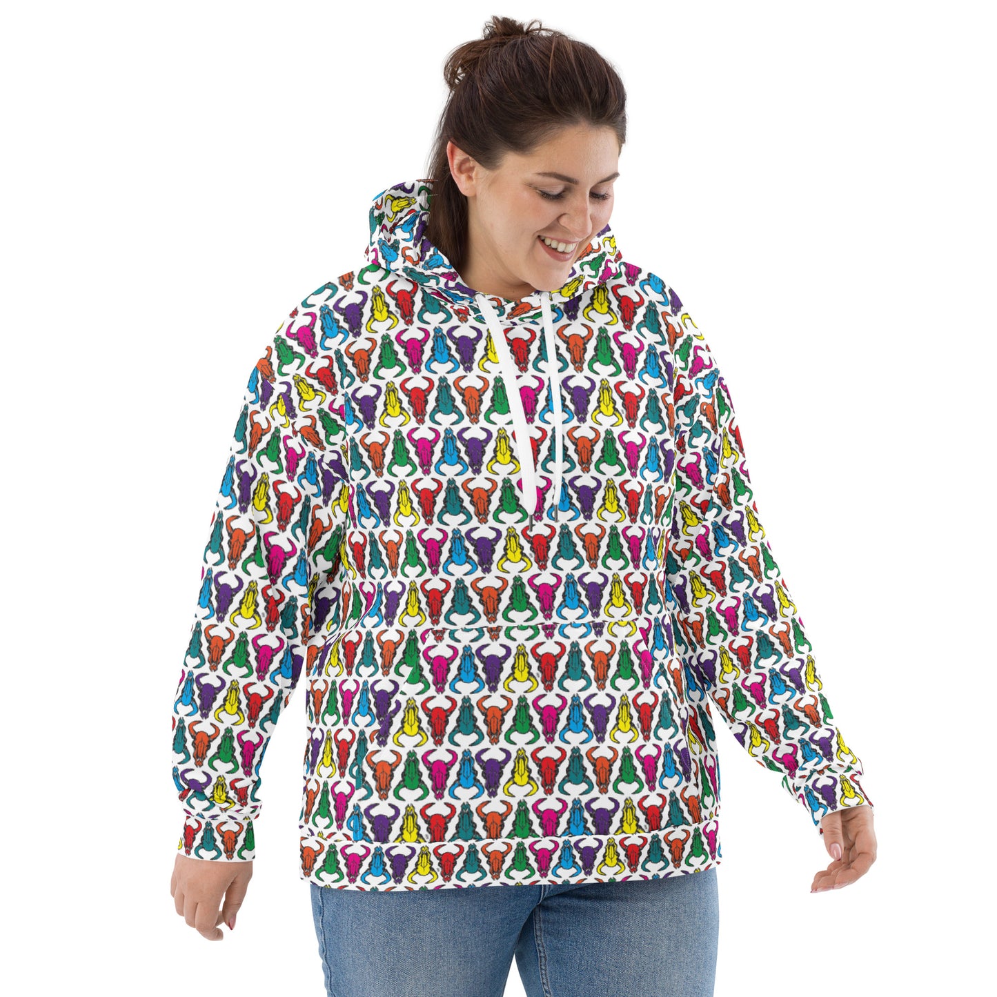 Bison Skull White Unisex Hoodie