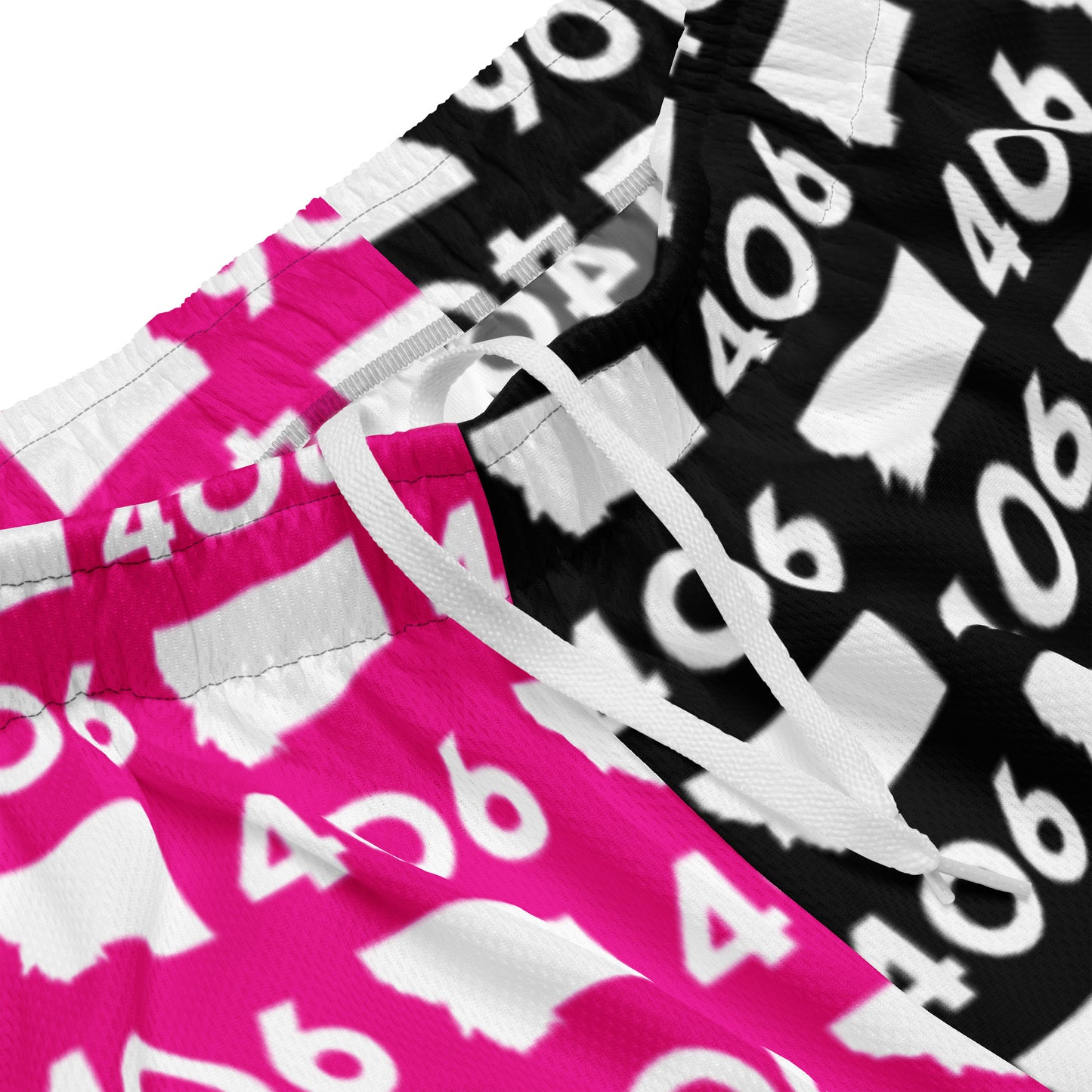 406 Hot Pink and Black Unisex Mesh Shorts