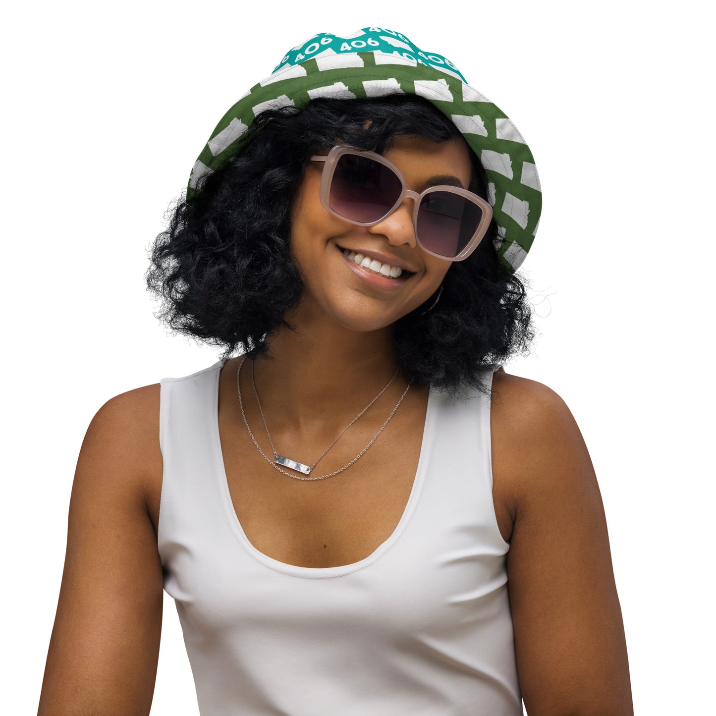 Montana Green and Aqua Reversible Bucket Hat