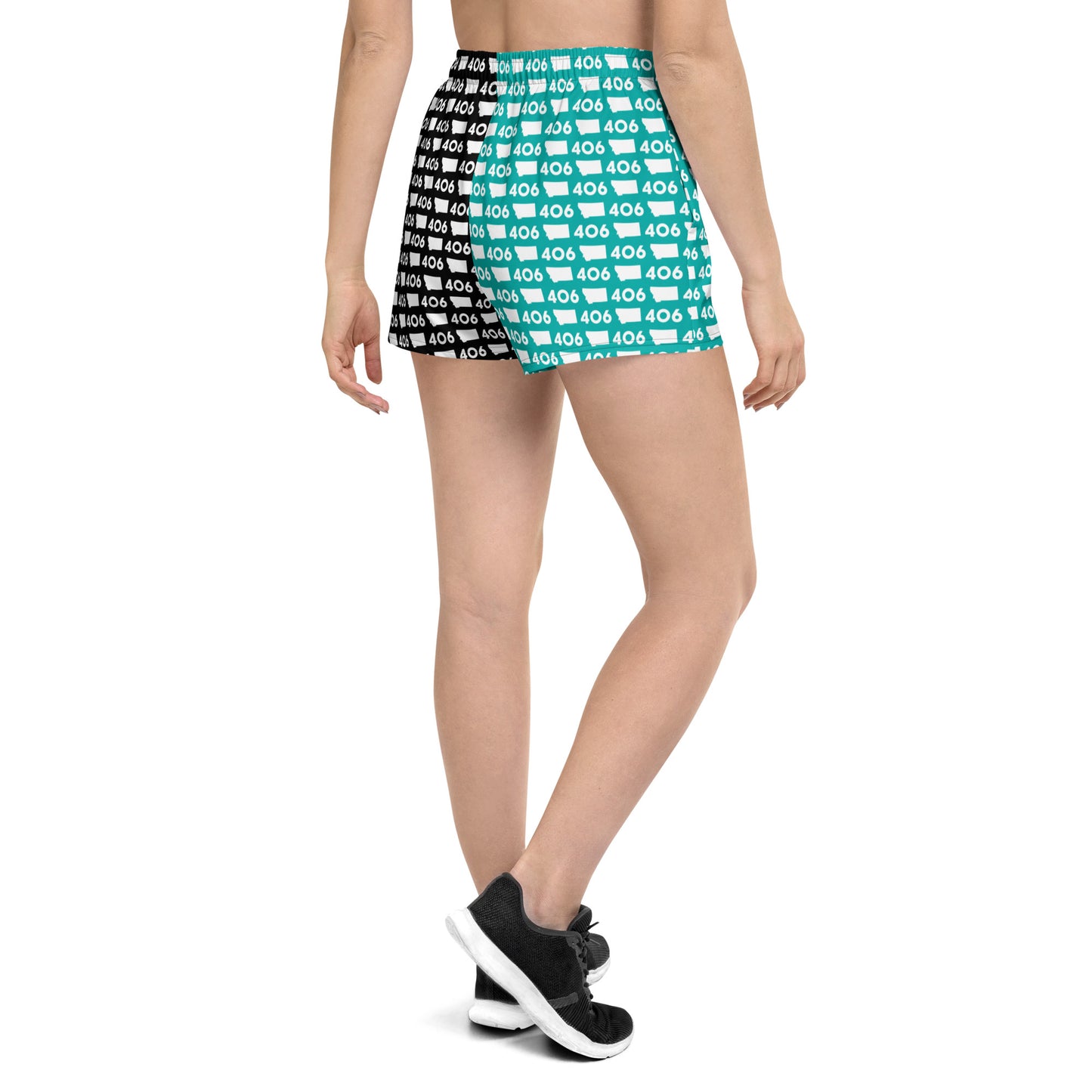 406 Black and Aqua Unisex Athletic Shorts
