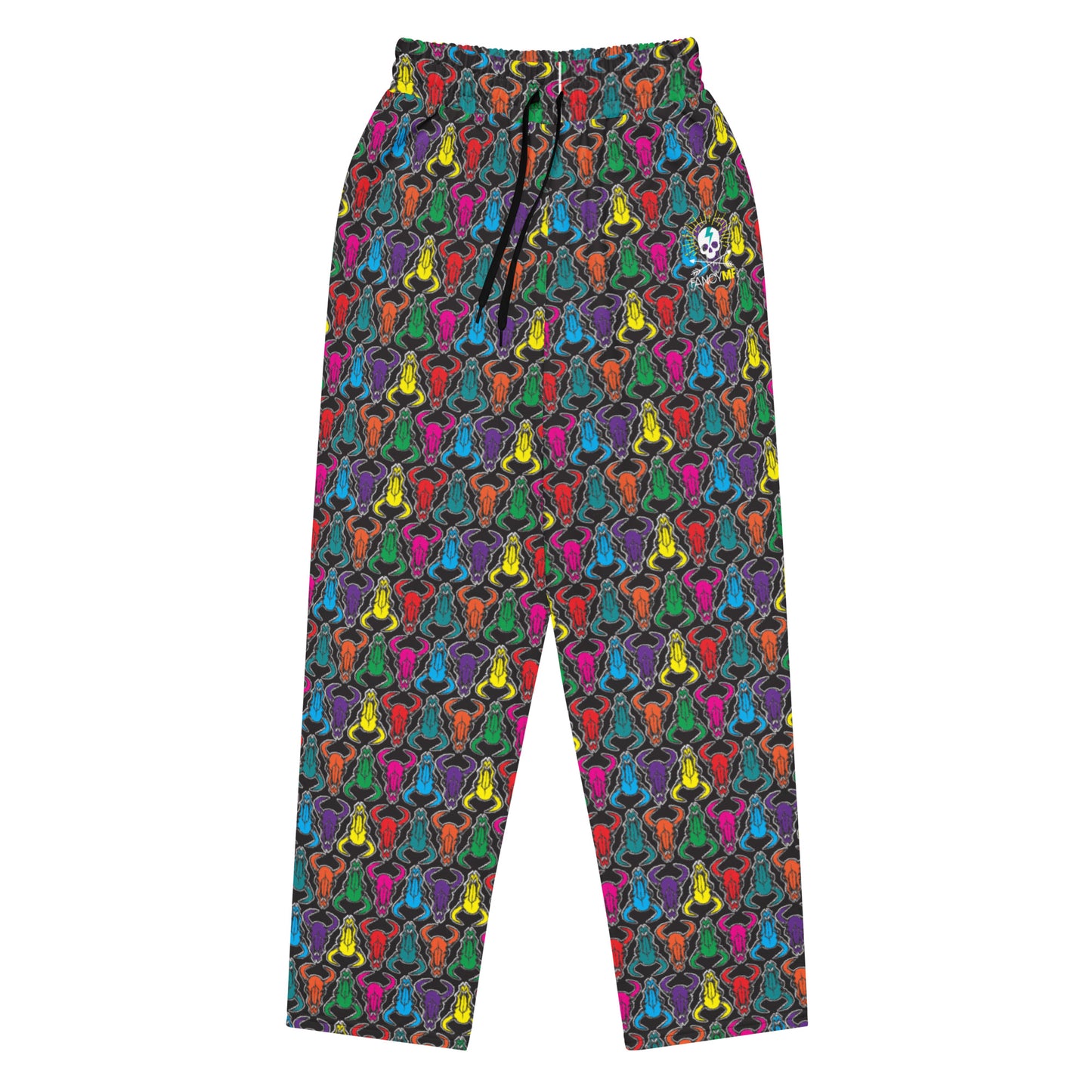 Bison Skull Black Wide-Leg Unisex Sweatpants