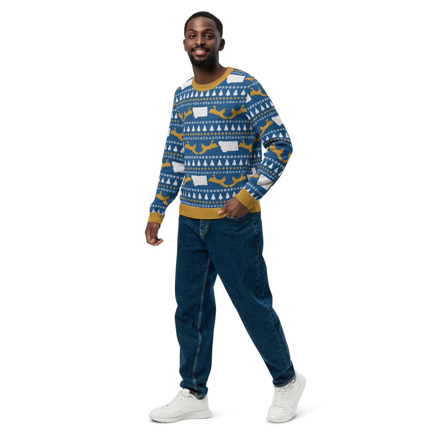 406 Bobcat Fanatic Pattern Unisex Knit Sweater