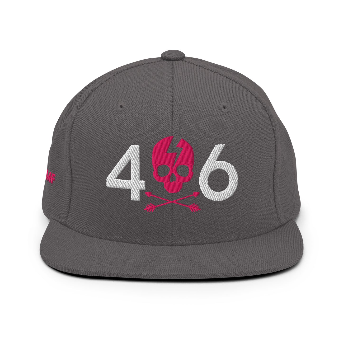 406 Pink Skull Embroidered Snapback Hat