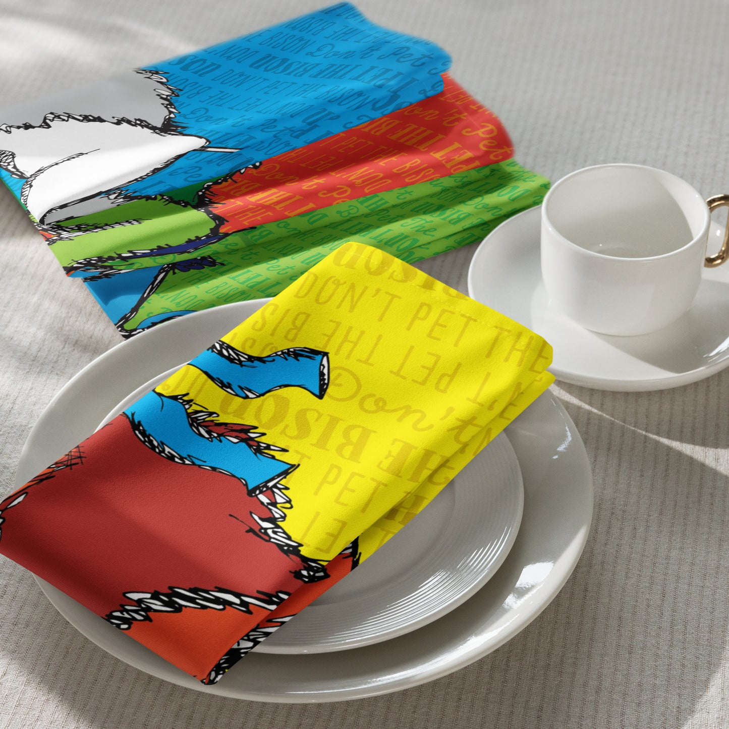 Don't Pet the Bison Cloth Napkin Set of 4