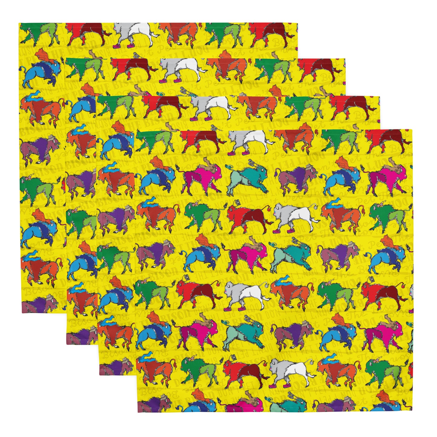 Don't Pet the Bison Herd Cloth Napkin Set of 4