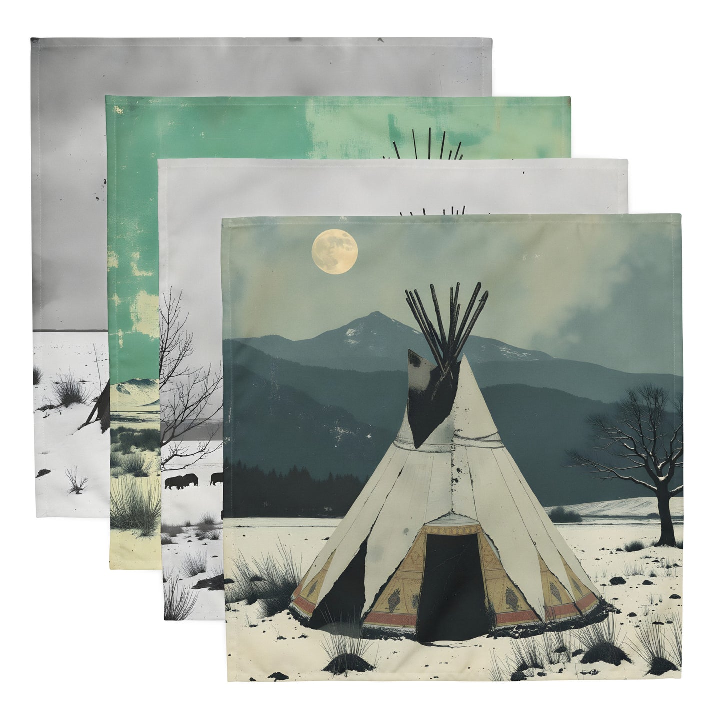 Home on the Range: Tundra Teepee Cloth Napkin Set of 4