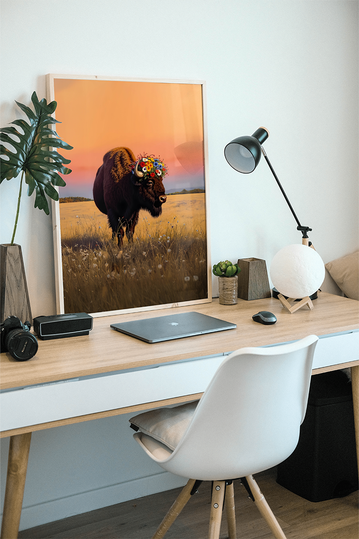 Retro West: Bloomin' Bison 1 Print