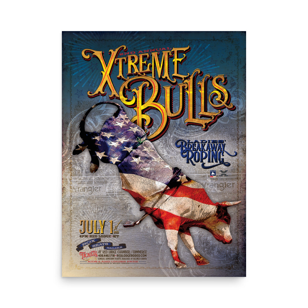 Red Lodge Home of Champions Rodeo Xtreme Bulls 2022 Poster