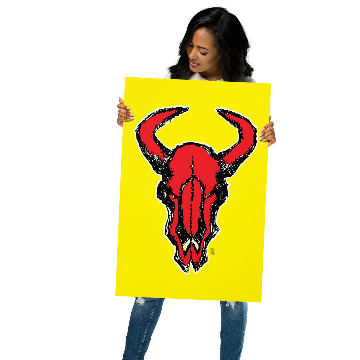 Bison Skull Yellow and Red Print