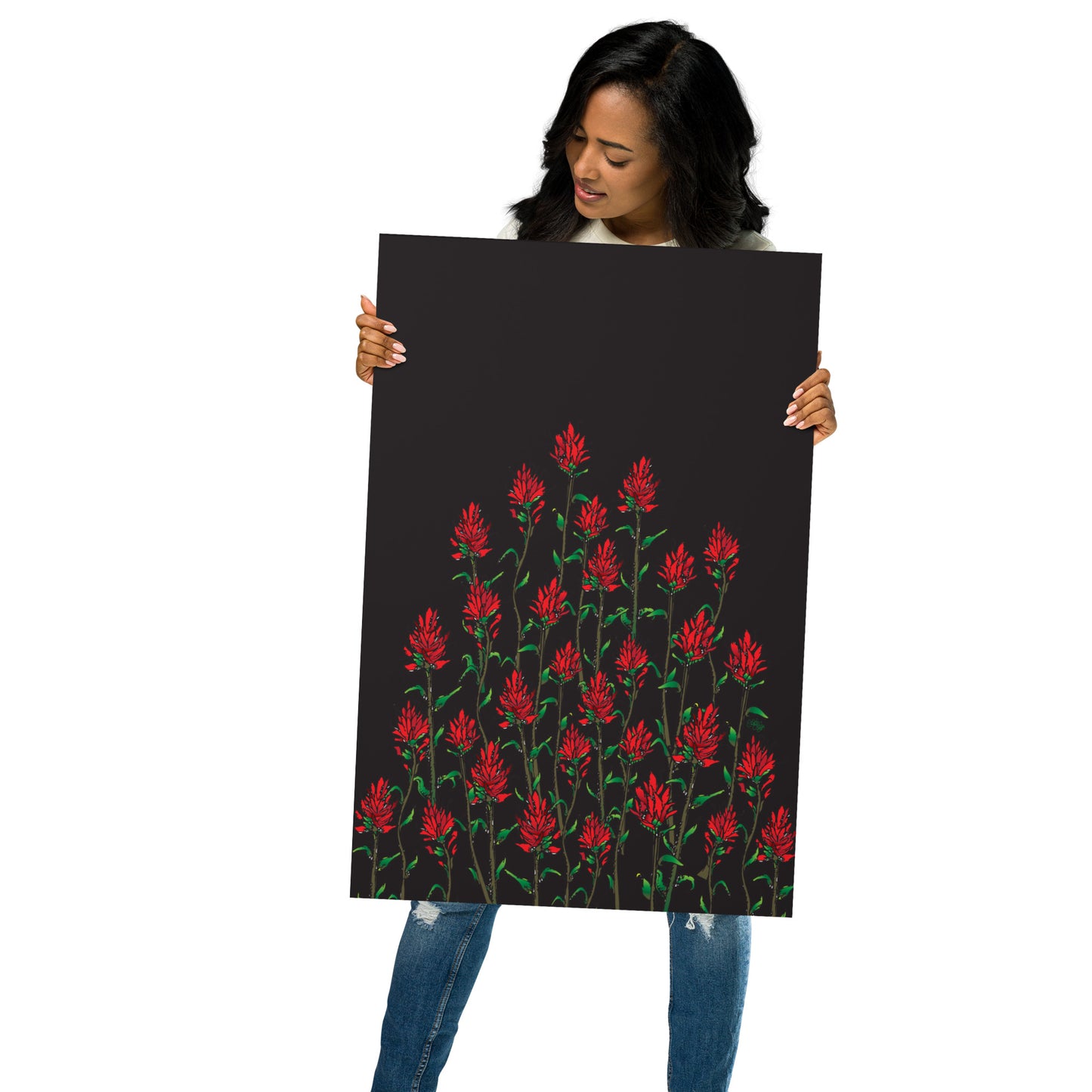 Indian Paintbrush Black Print