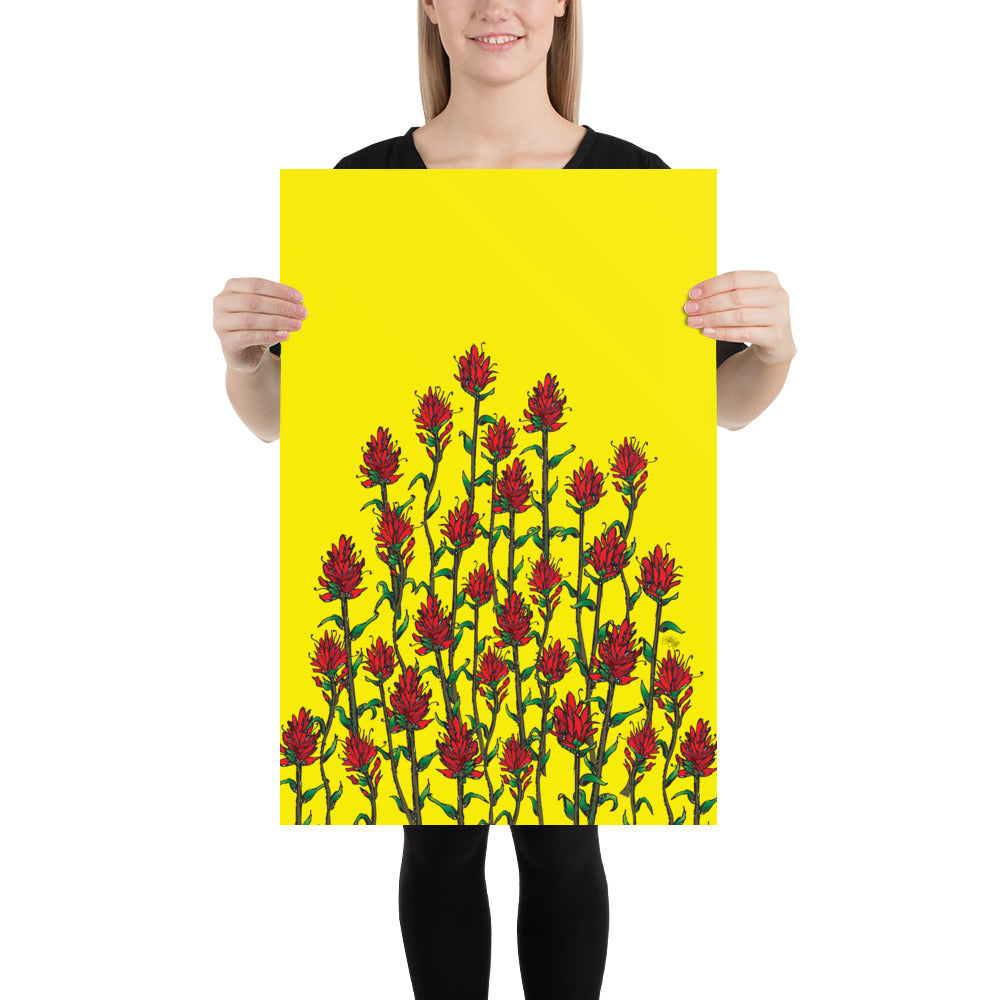 Indian Paintbrush Flowers Yellow Print