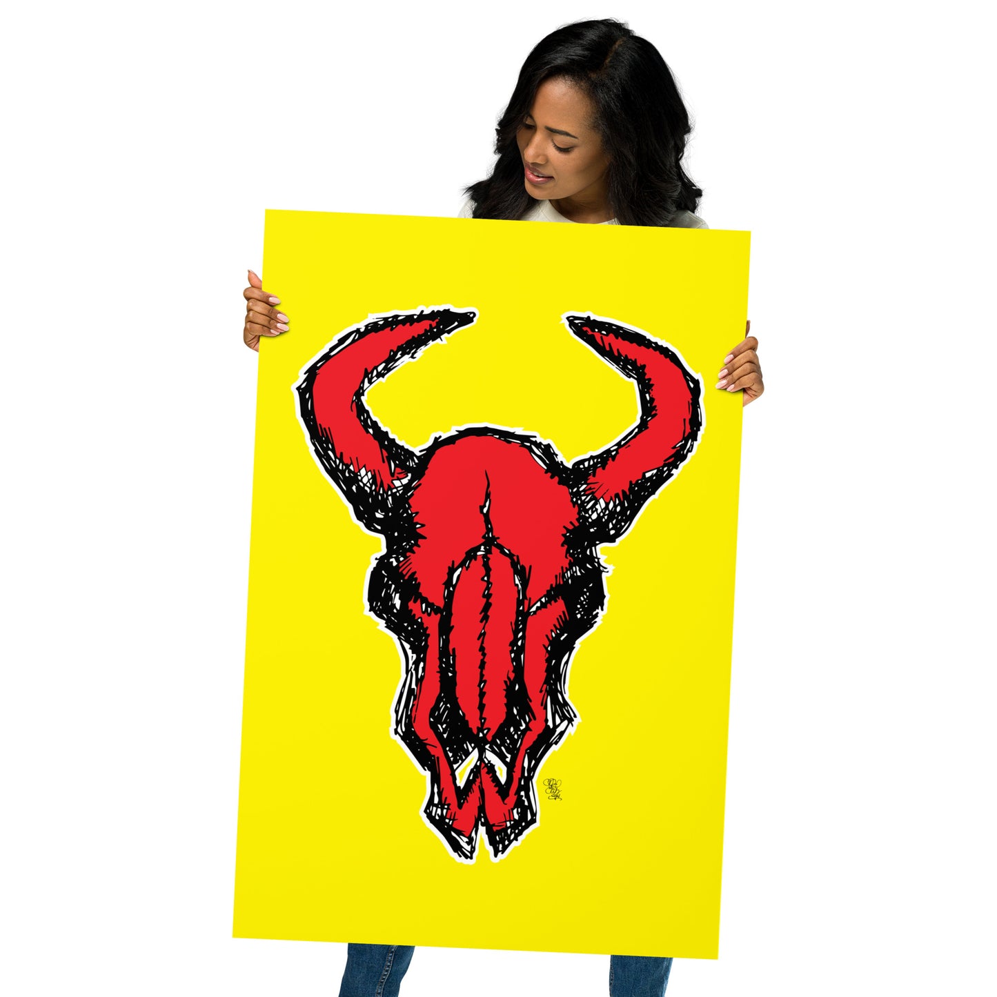 Bison Skull Yellow and Red Print
