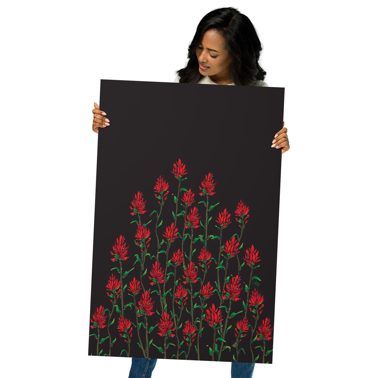 Indian Paintbrush Black Print