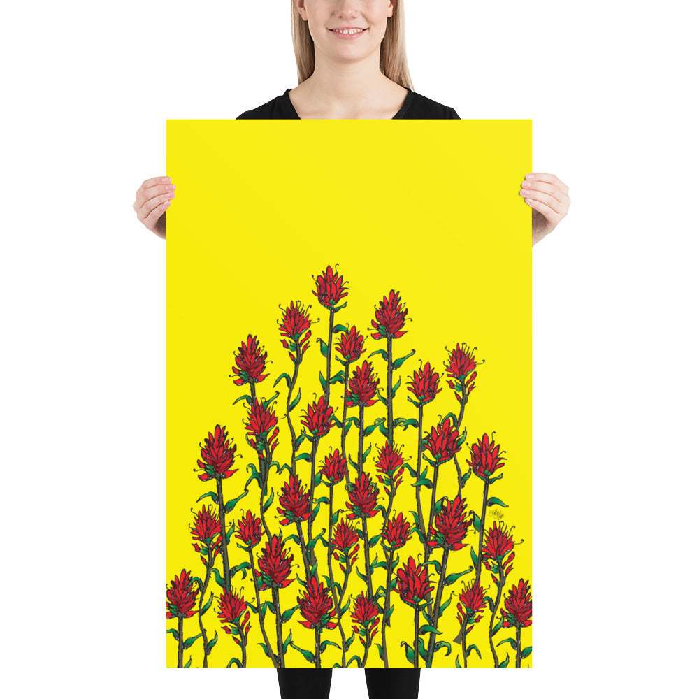 Indian Paintbrush Flowers Yellow Print