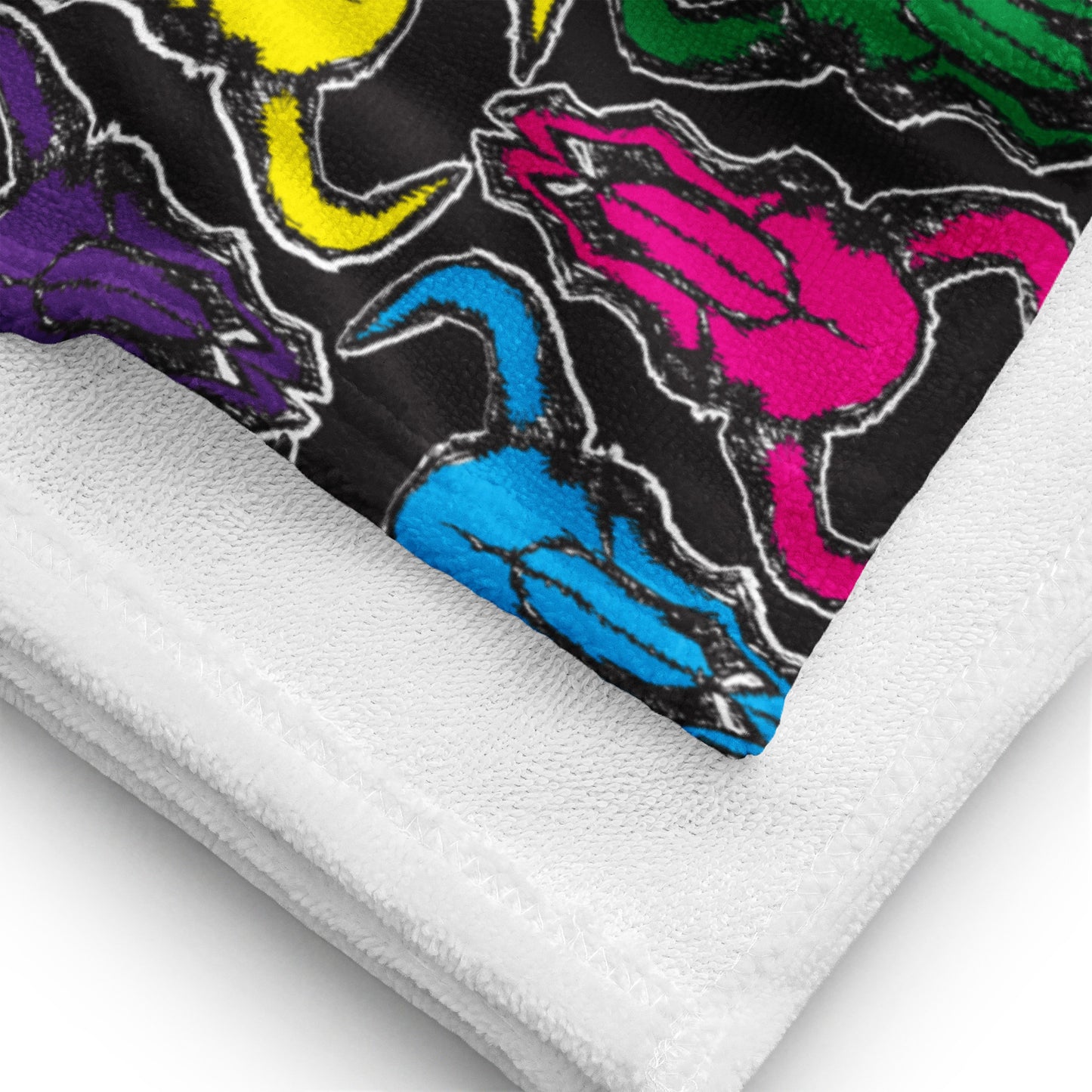 Bison Skull Black Beach Towel