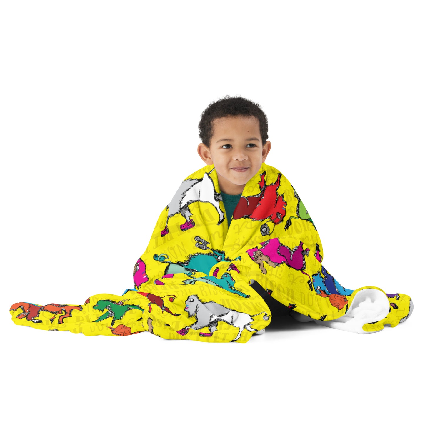Don't Pet the Bison Yellow 60"x80" Throw Blanket
