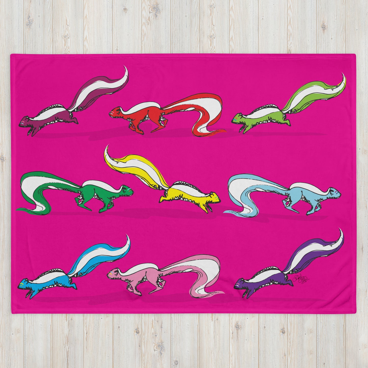 Scamper Series: Skunks 60"x80" Throw Blanket