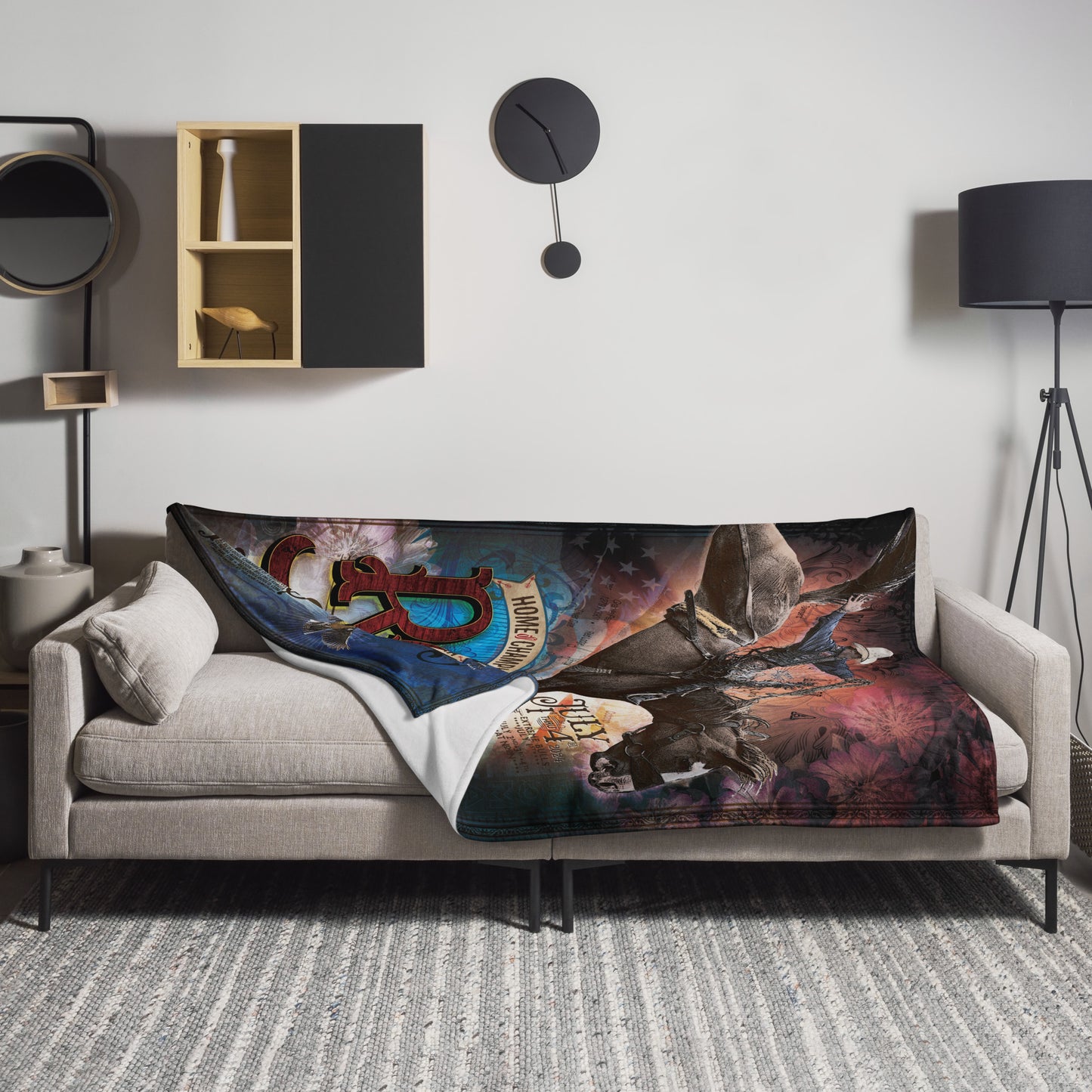 Red Lodge Home of Champions 2024 Rodeo 60"x80" Throw Blanket