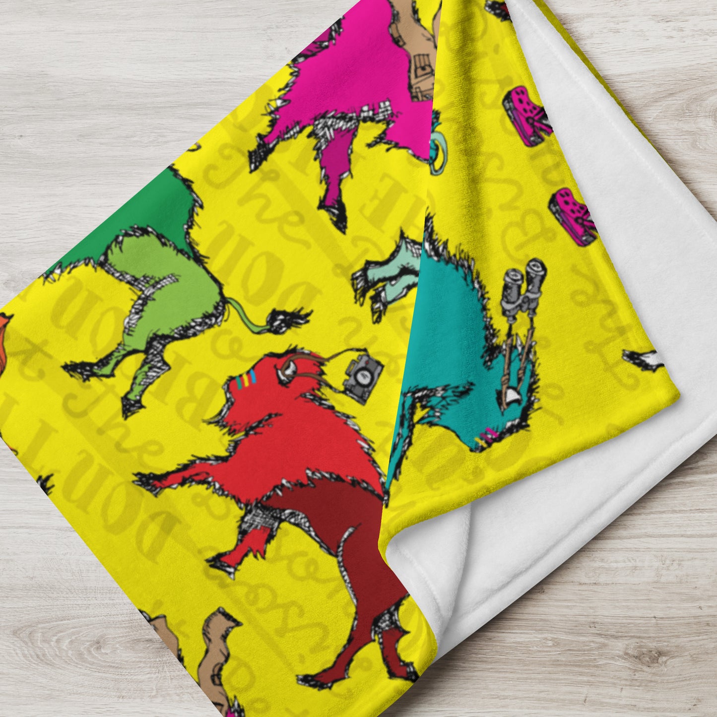 Don't Pet the Bison Yellow 60"x80" Throw Blanket