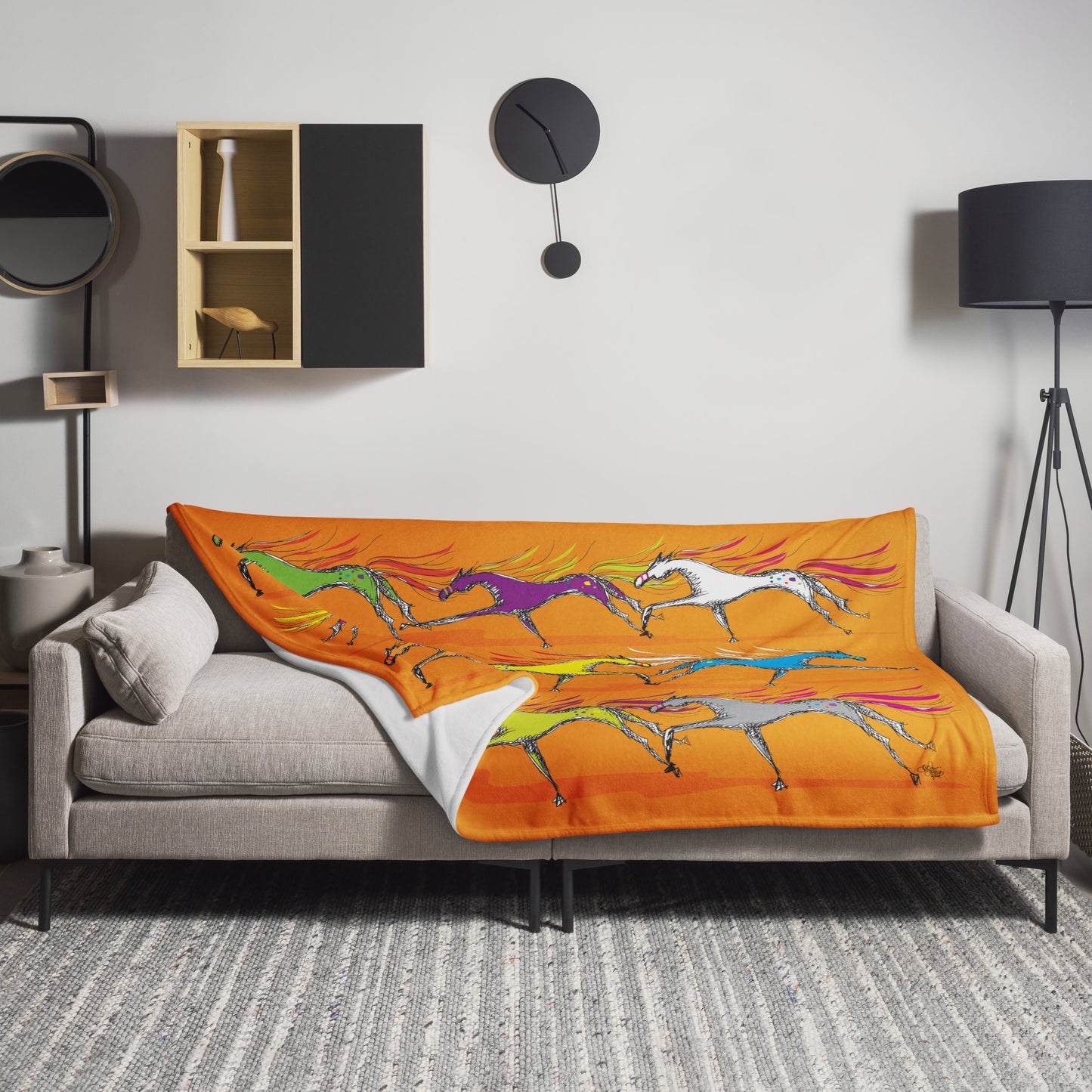 Scamper Series: Horses 60"x80" Throw Blanket