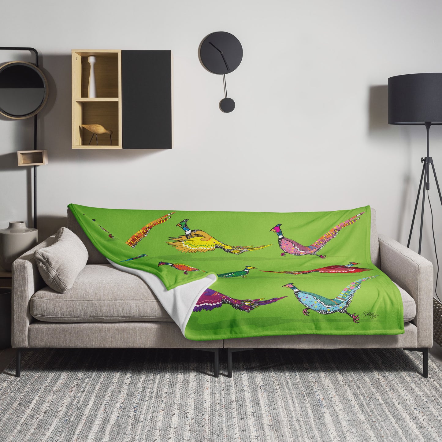Scamper Series: Pheasants 60"x80" Throw Blanket