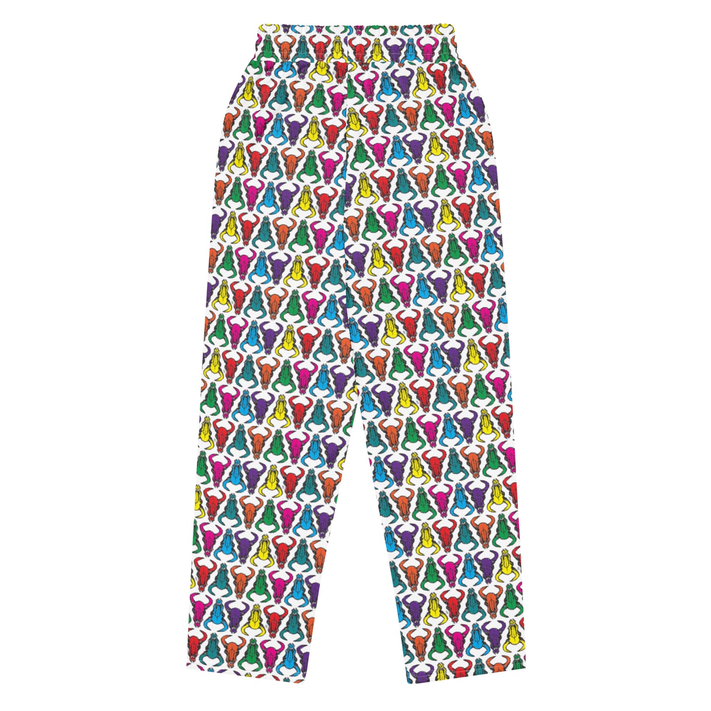 Bison Skull White Wide-Leg Unisex Sweatpants