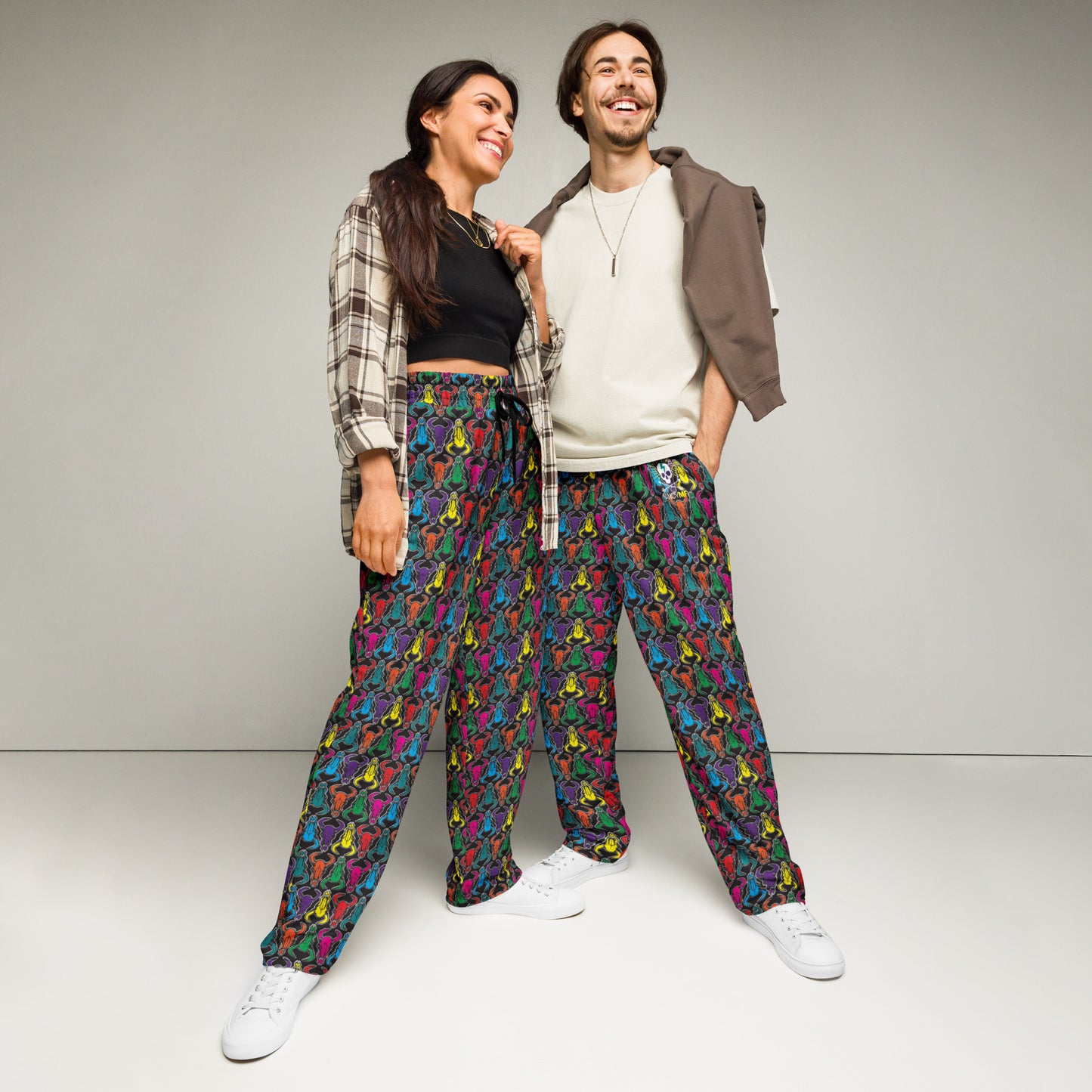 Bison Skull Black Wide-Leg Unisex Sweatpants