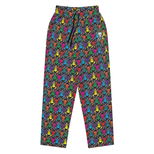 Bison Skull Black Wide-Leg Unisex Sweatpants