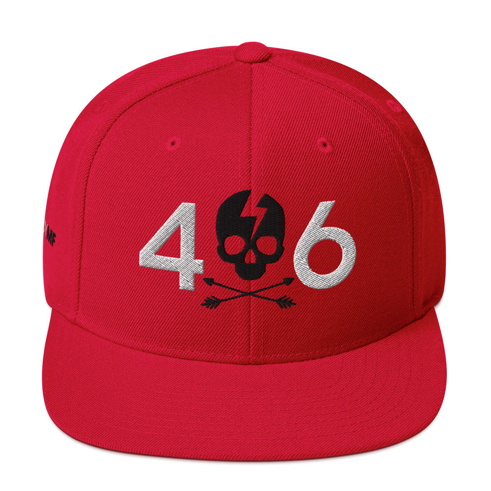 406 Black Skull Embroidered Red Snapback Hat – Fancy MF