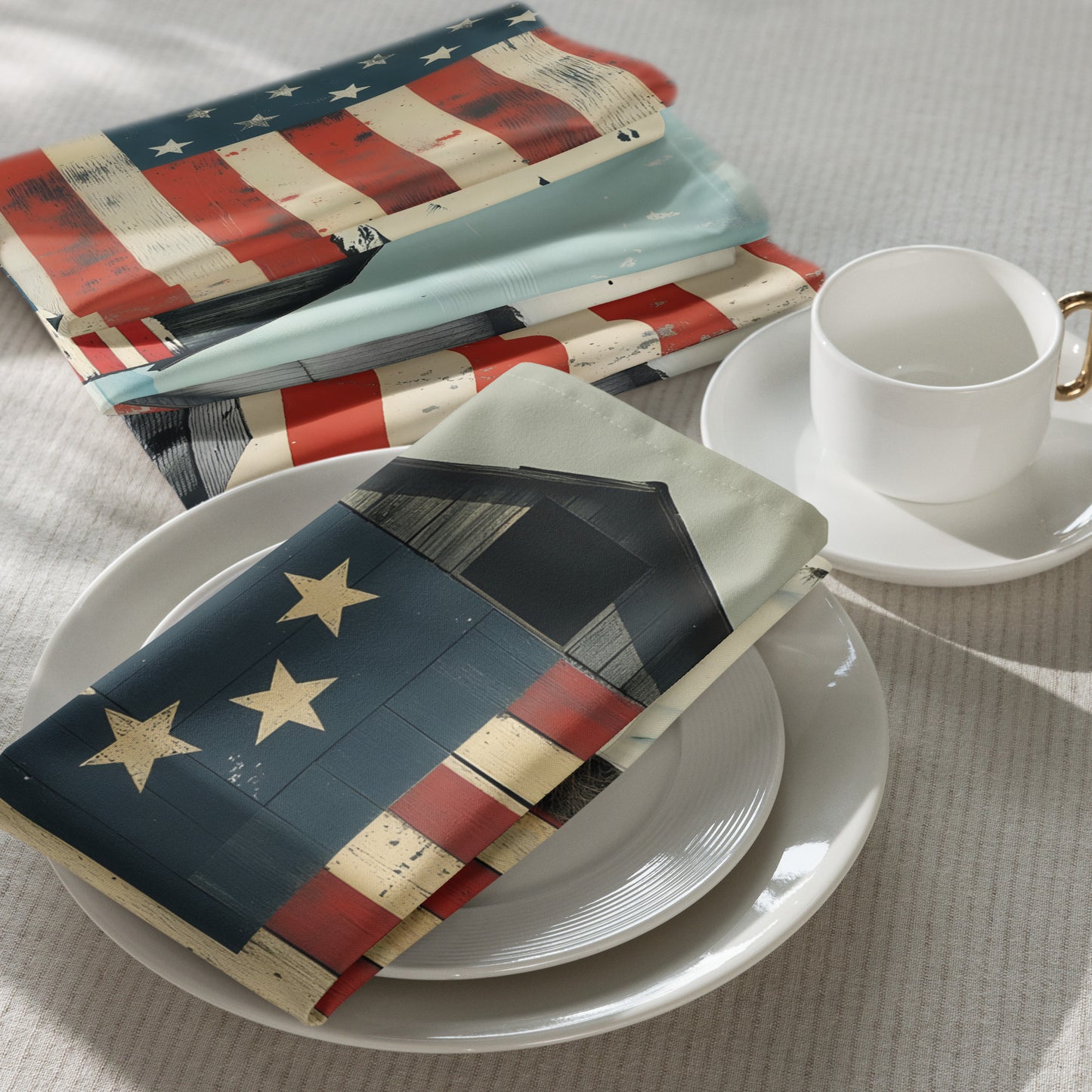 Yankee Doodle Dandy: Barns Cloth Napkin Set of 4