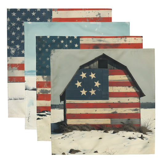 Yankee Doodle Dandy: Barns Cloth Napkin Set of 4