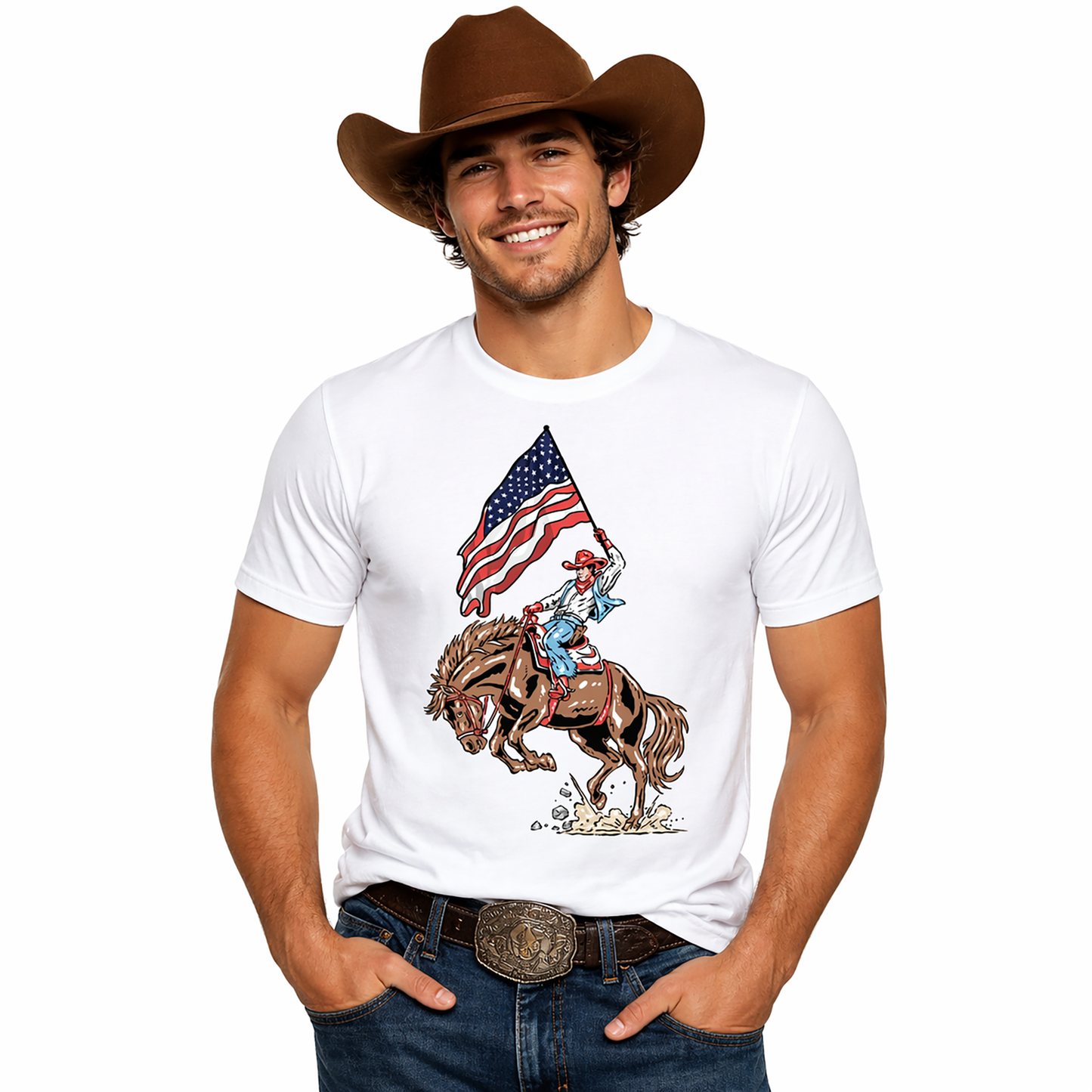 U.S. of SLAY: USA Flag Cowboy Unisex T-shirt